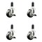 Service Caster 3 Inch 316SS Black Poly Swivel 1-3/8 Inch Expanding Stem Caster Set Brake SCC SCC-SS316EX20S314-PPUB-BLK-TLB-138-4 - alternate 1